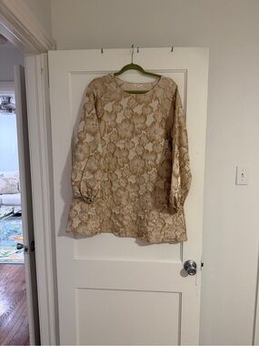 Gold Floral Jacquard Dress